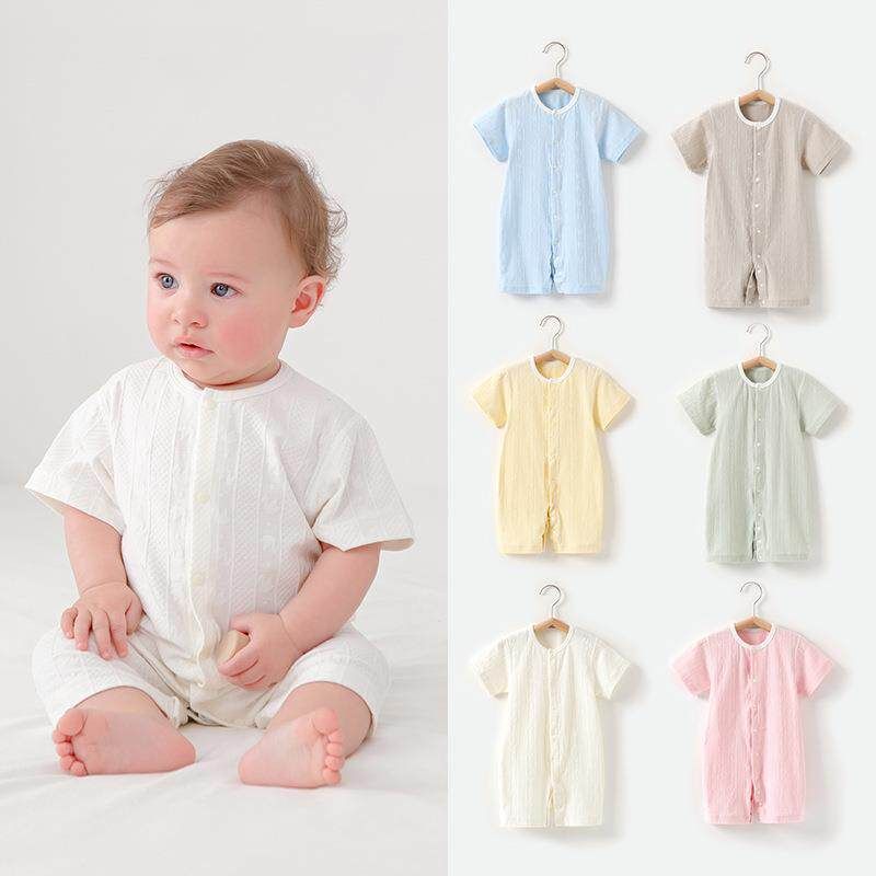 Newborn Baby One-Piece Romper Summer Thin Cotton Jumpsuit Unisex Soft Short-Sleeve Breathable Clothing