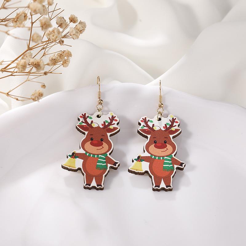 High-End Reindeer Candy Christmas Earrings for Women: Cute Cartoon Holiday Jewelry