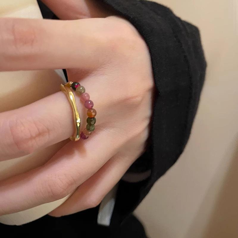 Tourmaline Vintage Stylish Pearl Ring For Women Beautiful Geometric Design