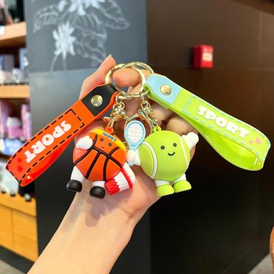 Original Cute Cartoon Basketball Keychain - Creative PVC Sports Series Doll Pendant, Perfect Small Gift for National Day