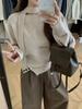 Women's Velvet Feel Halter Sweater with Flowing Sleeves and Side Buttons