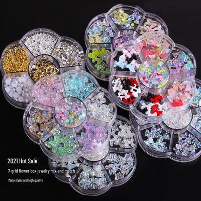 Aurora Schleife Harz Liebe Nail Art Set mit Pflaumenblüten- und Diamantakzenten