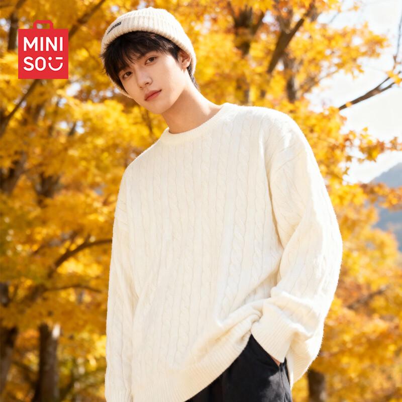 MINISO Men's Cable Knit Crew Neck Sweater