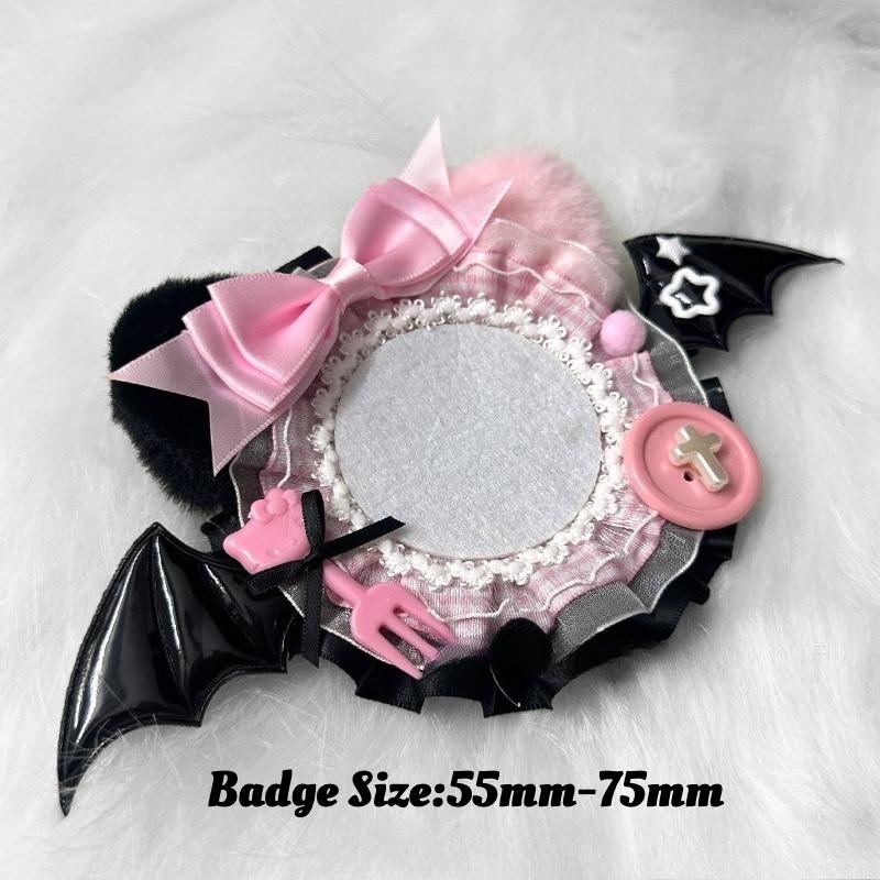 Cute Plush Badge Ornaments for 55mm 75mm Anime Pin Handmade Black Wings Mental Pins Holder Creative Goods Decoration Wholesales