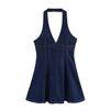 European and American Women's Slim Denim Strappy Dress