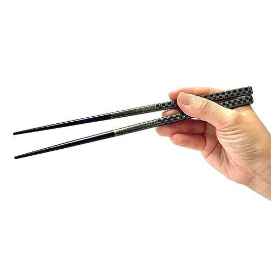 Dishwasher-safe Chopsticks Wagokoro Natural Wood Made Japan High-quality Japanese Pattern Modern Wooden Non-slip Household (Sand Gold Checkered Mens