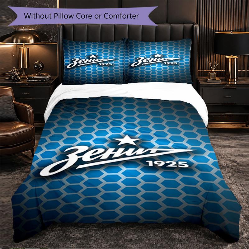 FC Zenit Saint Petersburg 3 Piece Bedding Set Soft Duvet Cover Set with Pillowcases Printed Bedroom Decor Set for Home