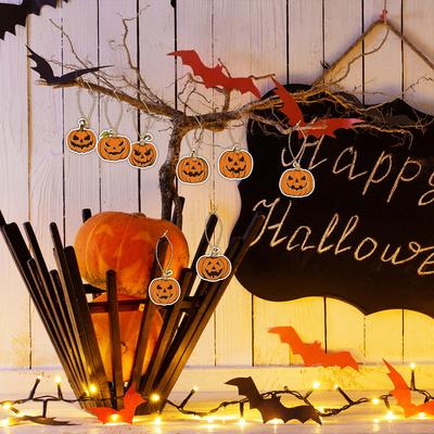 8pcs Vintage Halloween Tree Ornament Decorations Horror Pumpkin Witch Skull Pendant Hanging Tag for Halloween Party Home Decor
