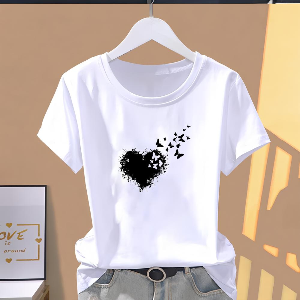 Women's T-shirt, Short-sleeve, Cute and Trendy, Perfect for Summer Daily Fashion Wear.