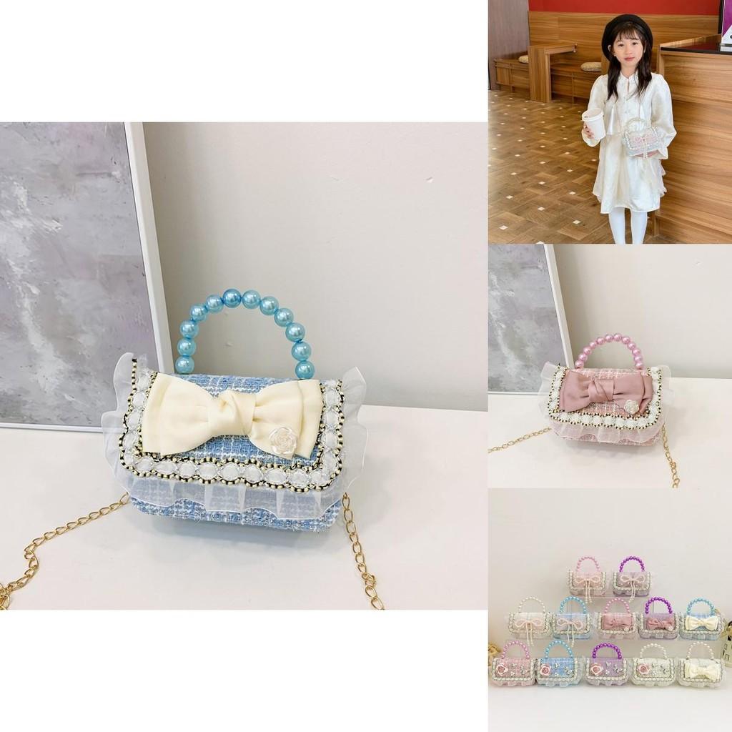 Adorable Pearl Bow Kids Crossbody Bag With Charming Floral Patterns For Daily Use