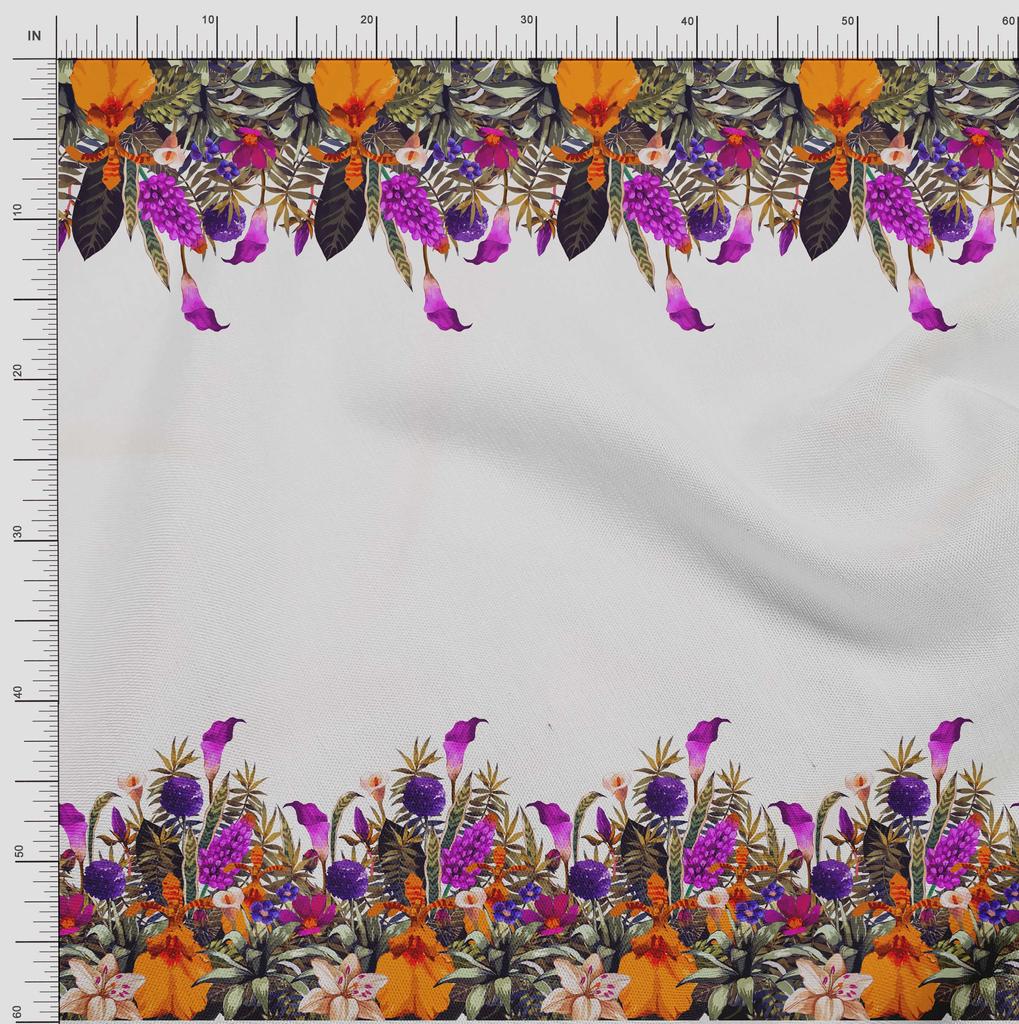 oneOone Cotton Flex Fabric Leaves & Flower Panel Decor Fabric Printed BTY 40 Inch