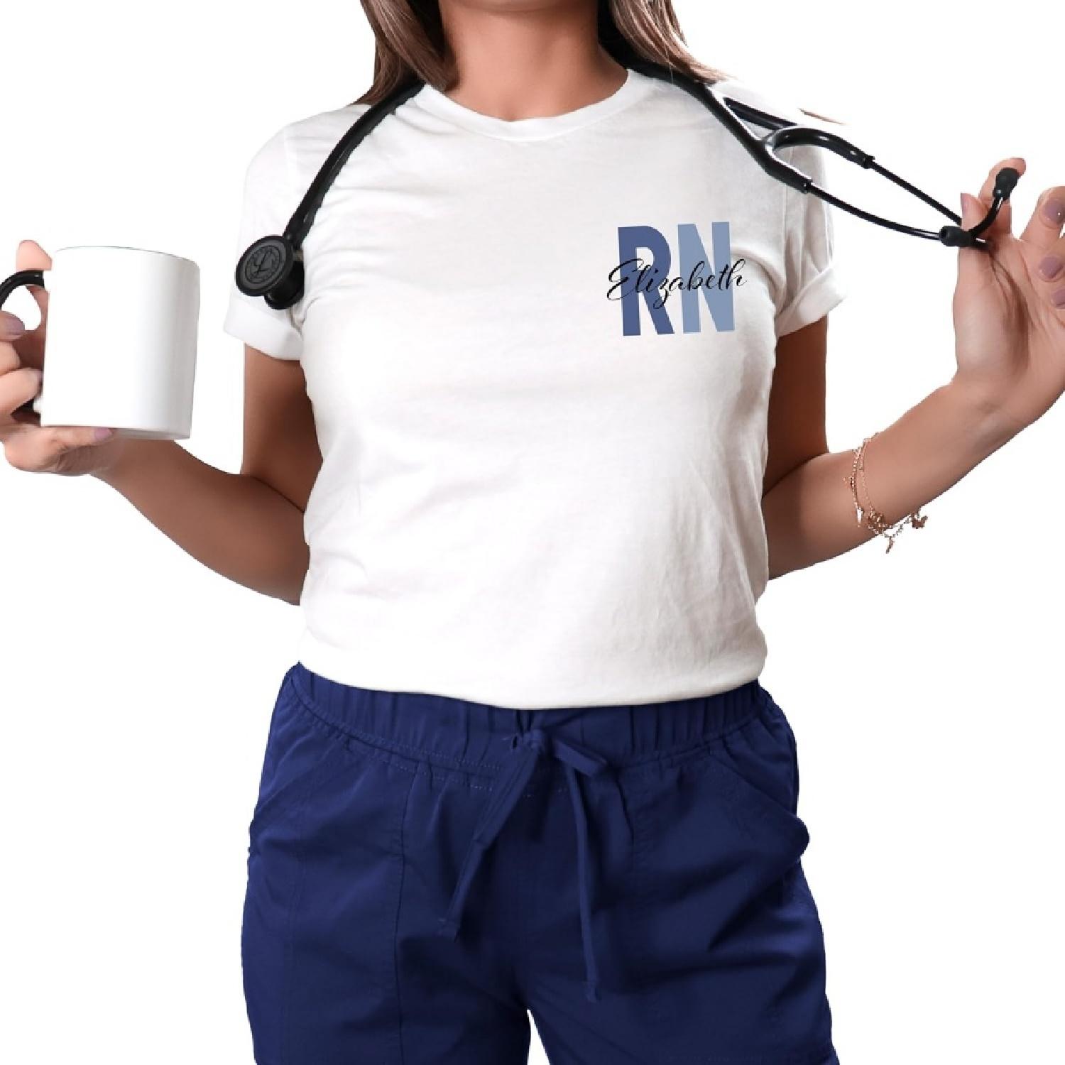 RN Shirts for Nurses - Cute Nurse Gifts for Women, Logo Work T-Shirts, Registered Nursing Tees, Customizable Nurse shirt S