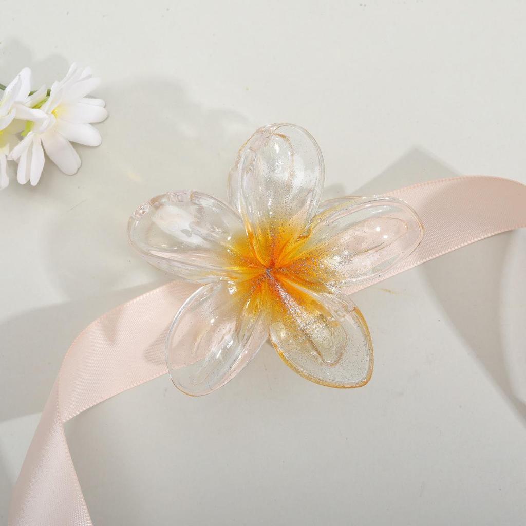 Frangipani Transparent Seaside Vacation Hair Clip - Bauhinia Shark Claw Updo Accessory