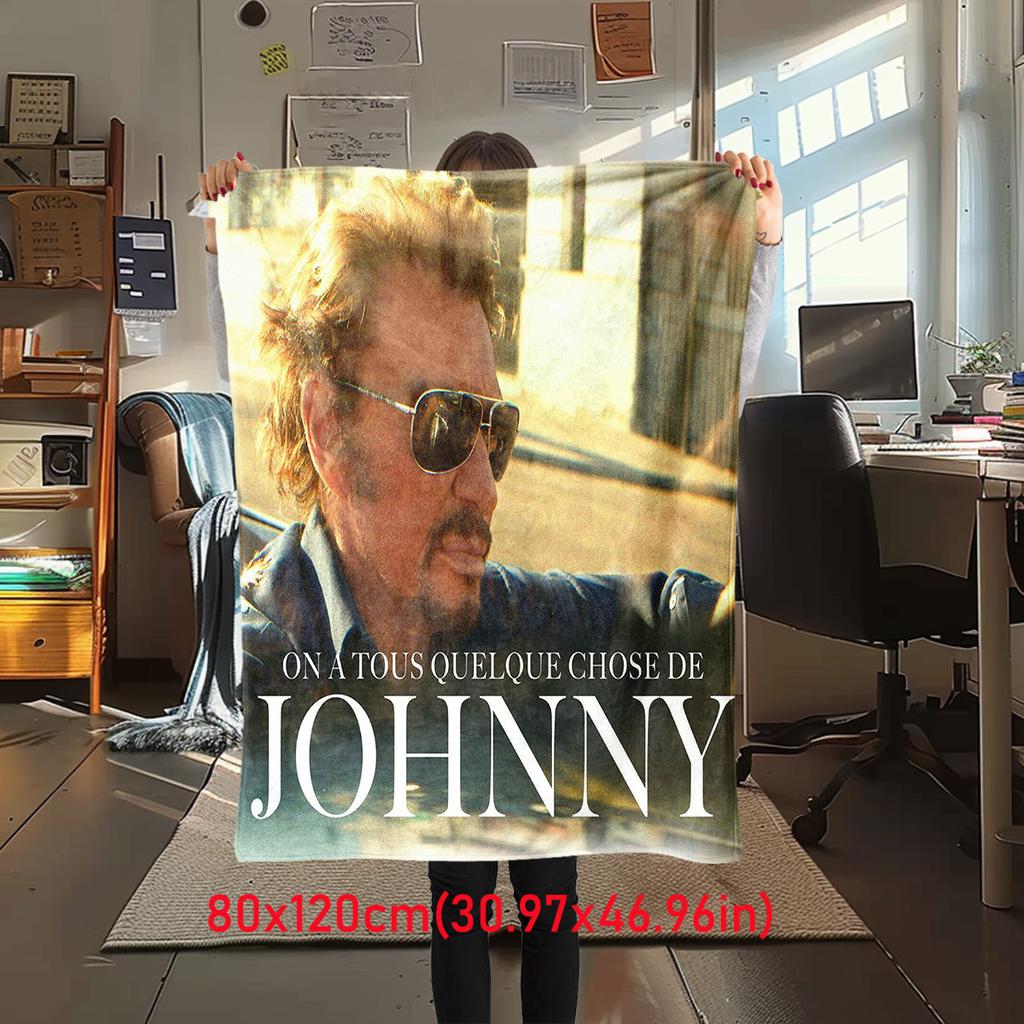 French Legendary Rock Singer and Actor Johnny Hallyday Blanket Soft Home Furnishing Nap Decoration Four Seasons Warm Sherpa Blanket U18