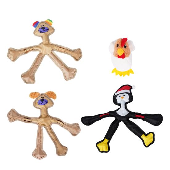 Plush Animal Dog Toy Stuffed Dog Chew Toy Chick Squeaky Oxford Cloth Animal with Long Limbs