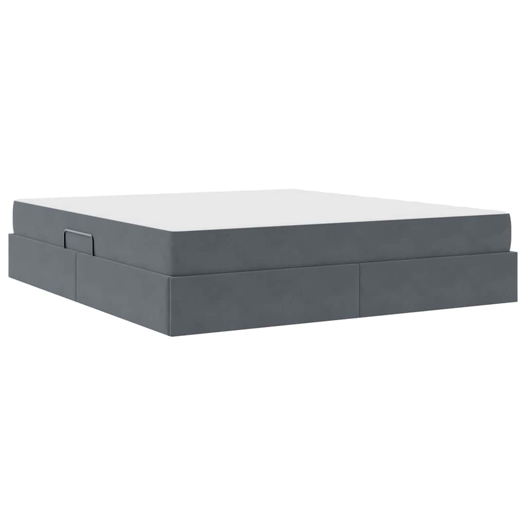 Storage Bed with Mattress Dark Grey 160 x 200 cm Velvet