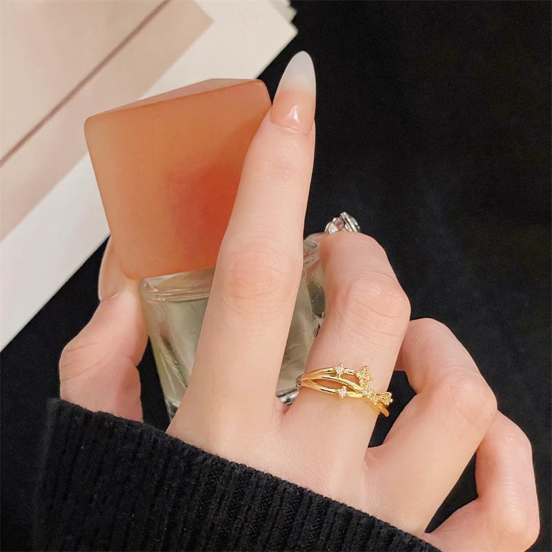 Mittelalterlicher Gold Retro Kleiner Gelber Diamant Zir*****Stiftring Modisch Und Schlicht Personalisierter Zeigefingerring