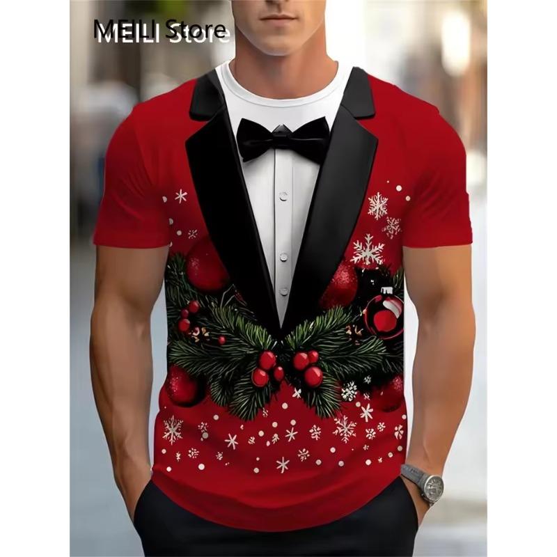 

Рождественская мужская футболка с 3D-принтом, повседневная, с коротким рукавом, уличная мода, пуловер с круглым вырезом, мужская одежда оверсайз, толстовка 6XL