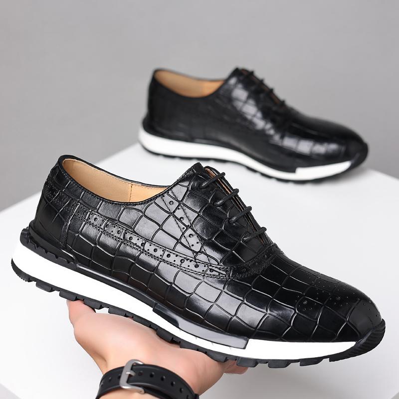Fashion Fashion Leisure Sports Shoes Men's Casual Shoes Men's Oxfords Outdoor Lace Up Genuine Leather Men Shoes Non-slip Men's Sneakers