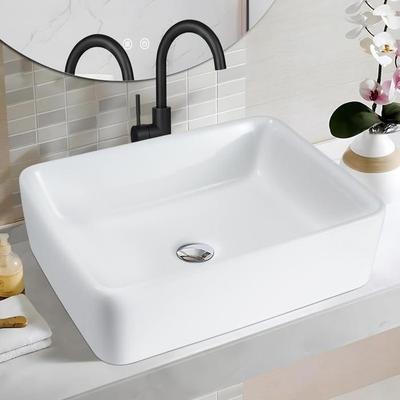 Nettlife Countertop Washbasin Bathroom Ceramic - Square Countertop Washbasin Bathroom White Washbasin 40x30x13cm