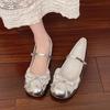Daily casual versatile skirt small leather shoes spring 2025 new girl heart flower one-word buckle Mary Jane shoes