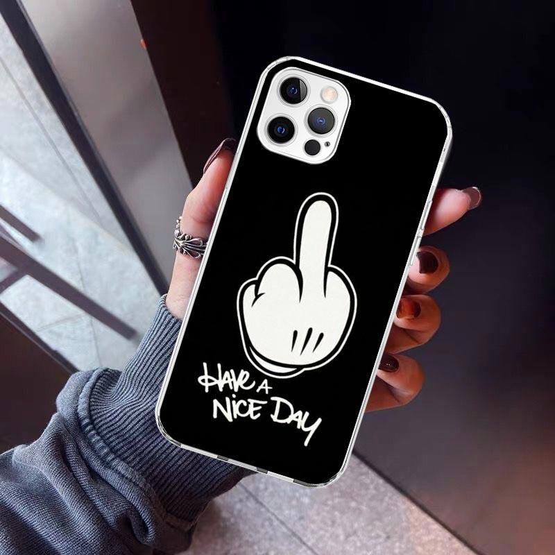 Middle Finger Phone Case For iPhone 17 Air 16 15 Pro Max 14 Plus 13 Mini 12 11 Cover 7 8 SE Silicone Shell Print Fundas 17 Air 1