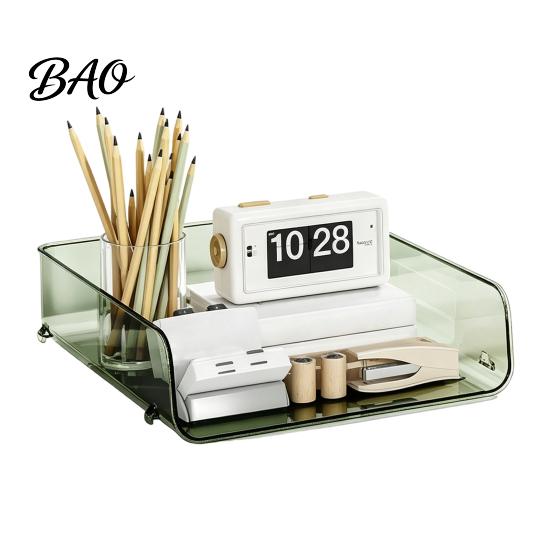 Multi Layer Desk Organizer Clear Acrylic File Tray, 1/2/3/4/5 Tier Paper Ducument Office Supply Storage Rack Box, Stackable Supplies Compact