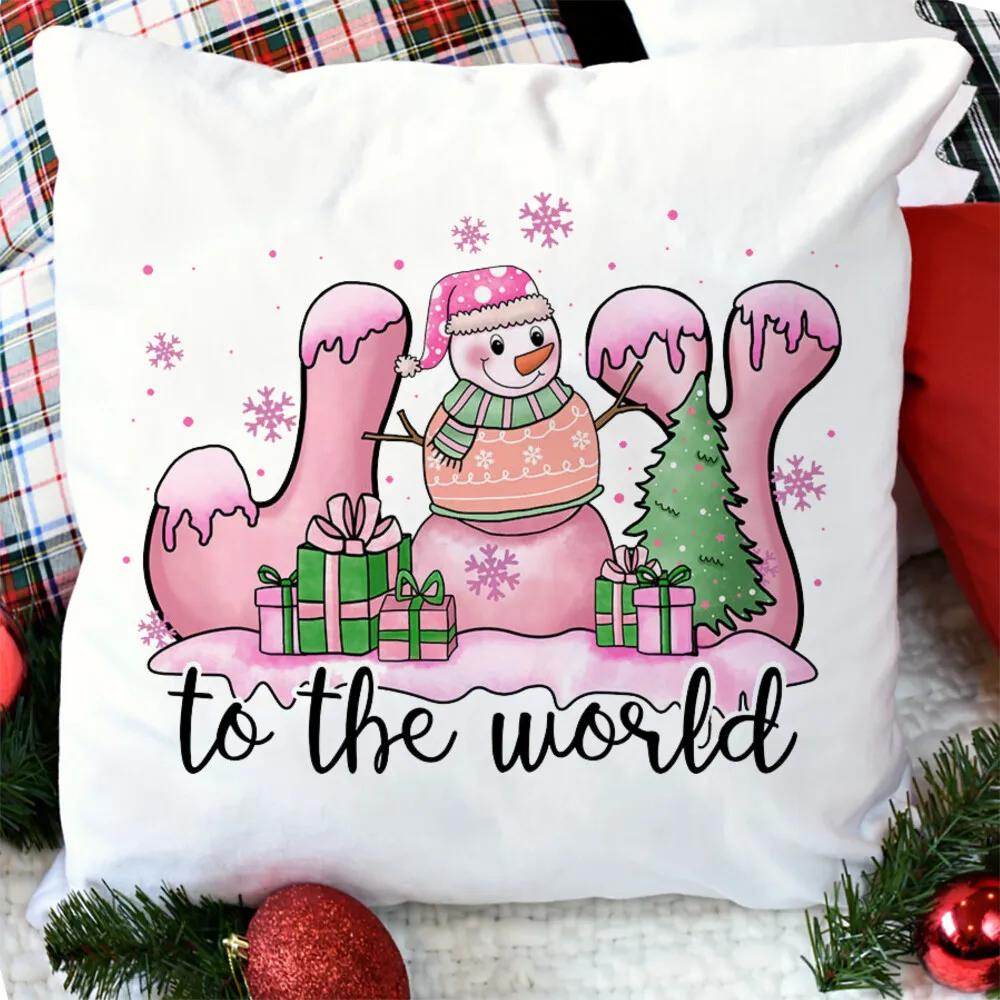 merry christmas printed Pillow Case christmas derco Pillow Dust Cover Bedroom Kids pink xmas Party Decoration Pillowcase gifts