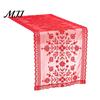 Holiday Table Runner Christmas Lace with Tassels, Sheer Embroidery Snowflake Sleigh Xmas Tablecloth, Cover for Parties Dining Room Decor Entryway