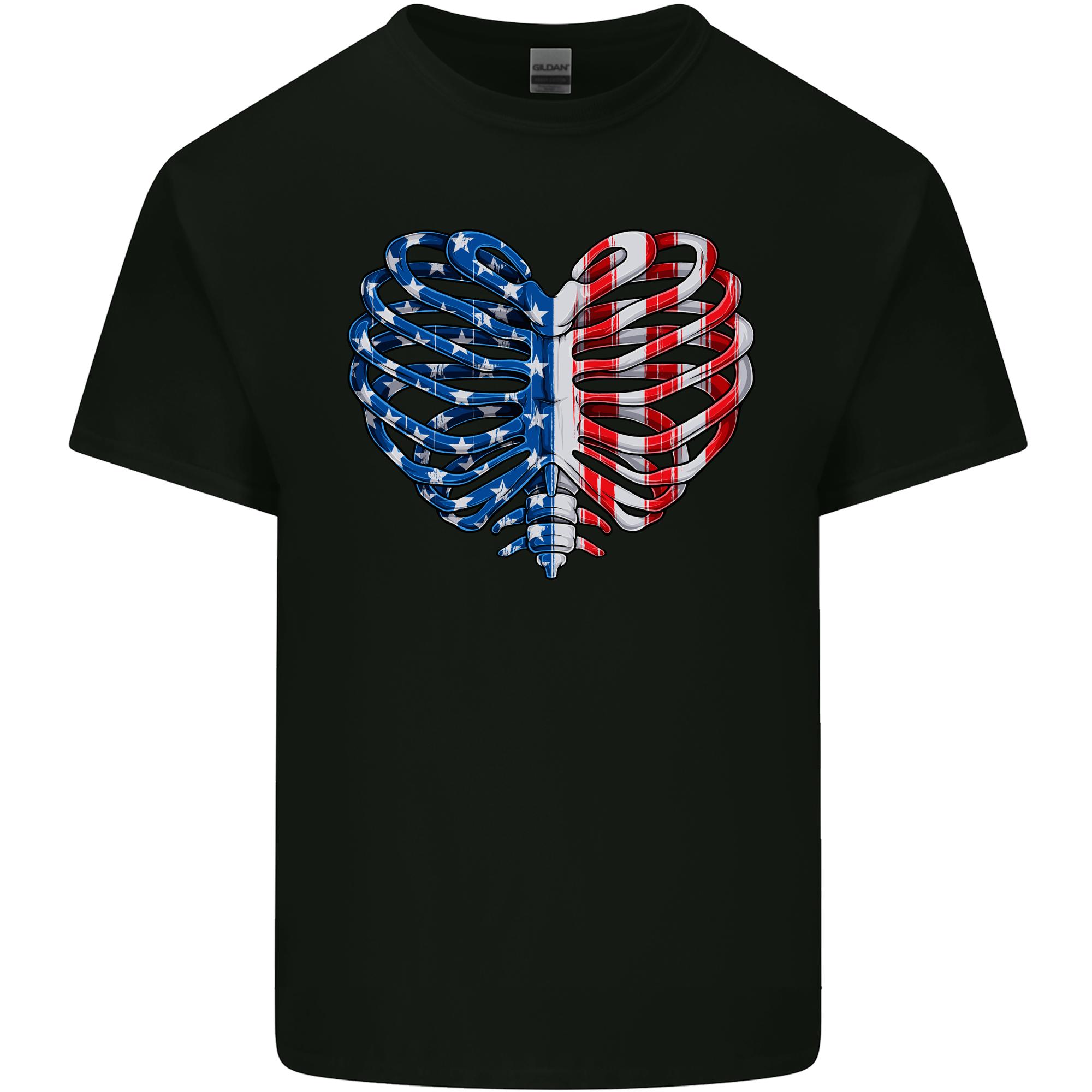 USA Rib Cage American Flag Unisexs Light Cotton TShirt S