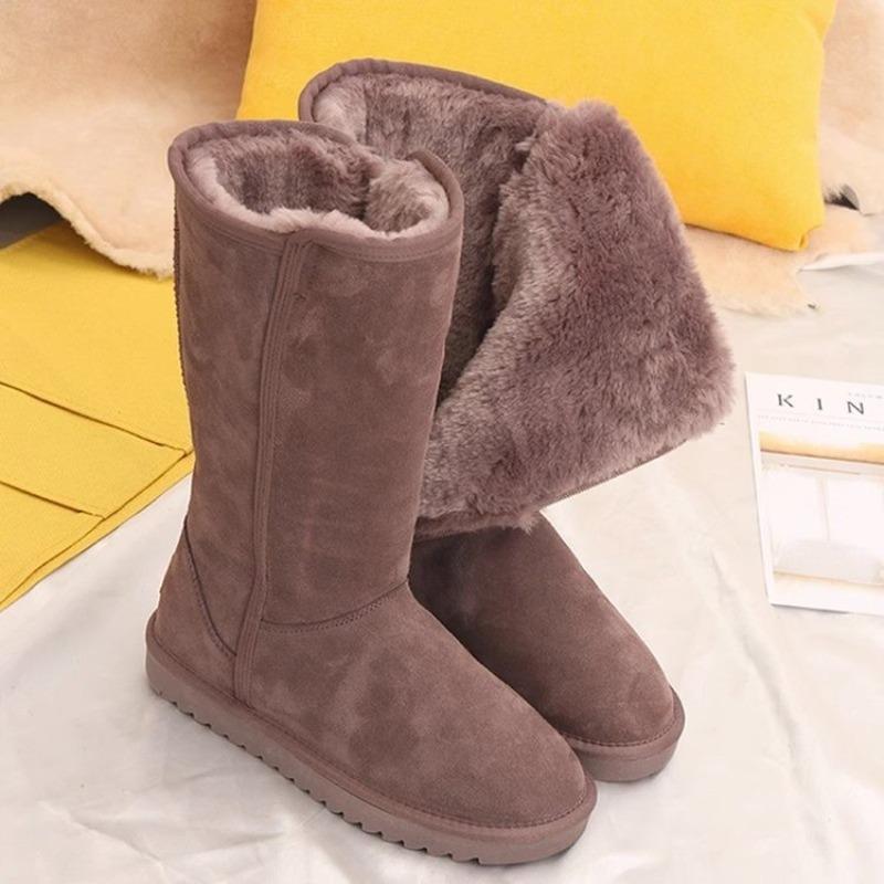 Tall snow boots women's autumn new velvet thickened side zipper foreign trade large size long tube Northeast snow shoes