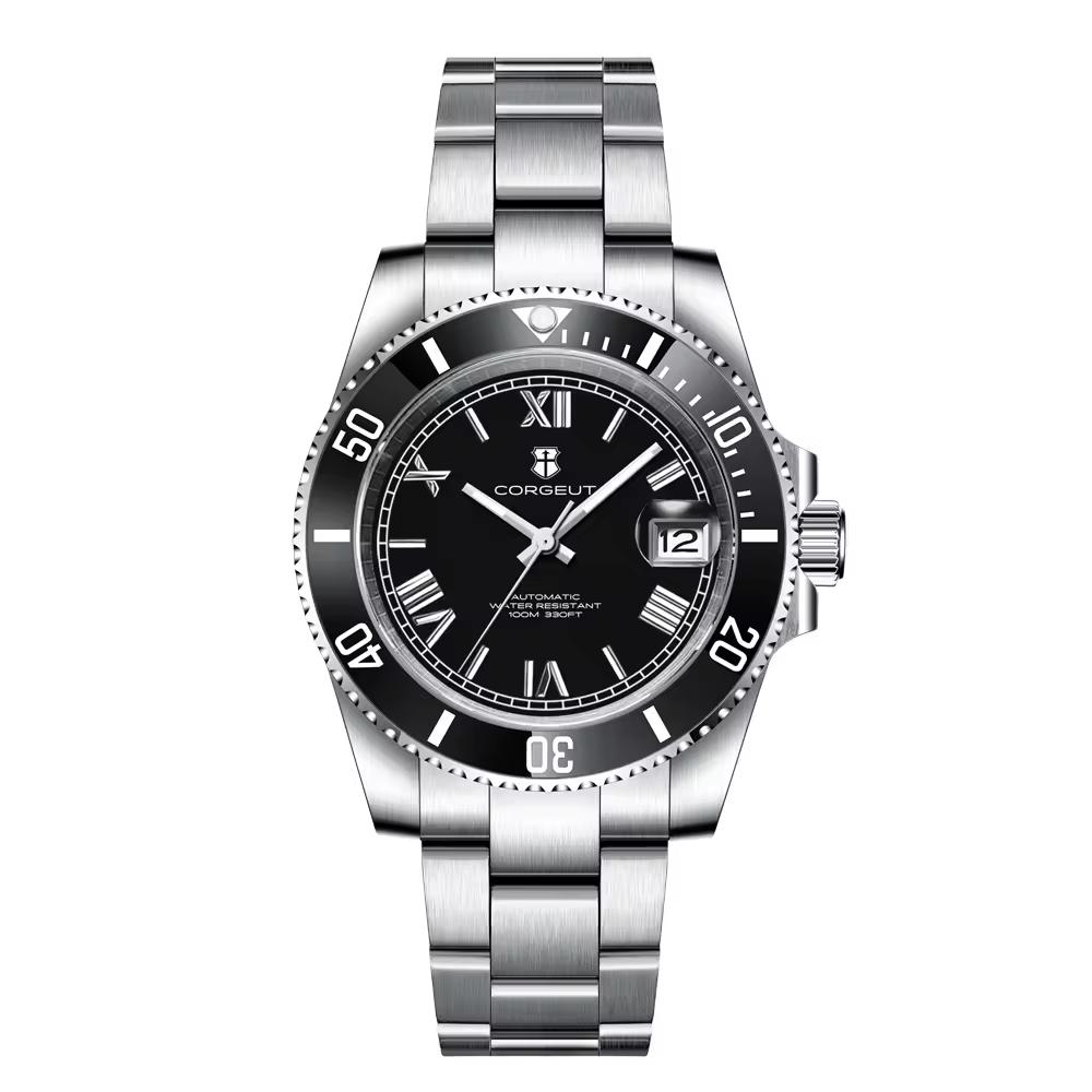 CORGEUT 40mm NH35 Uhrwerk Herren Klassische Uhren Automatisch Mechanisch Saphirglas 10Bar Tauchen BGW9 Leuchtend Geschenkuhren