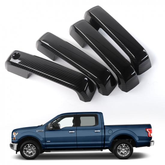 4pcs Exterior Door Handle Cover Trim Decor for Ford F150 2015- Carbon Fiber