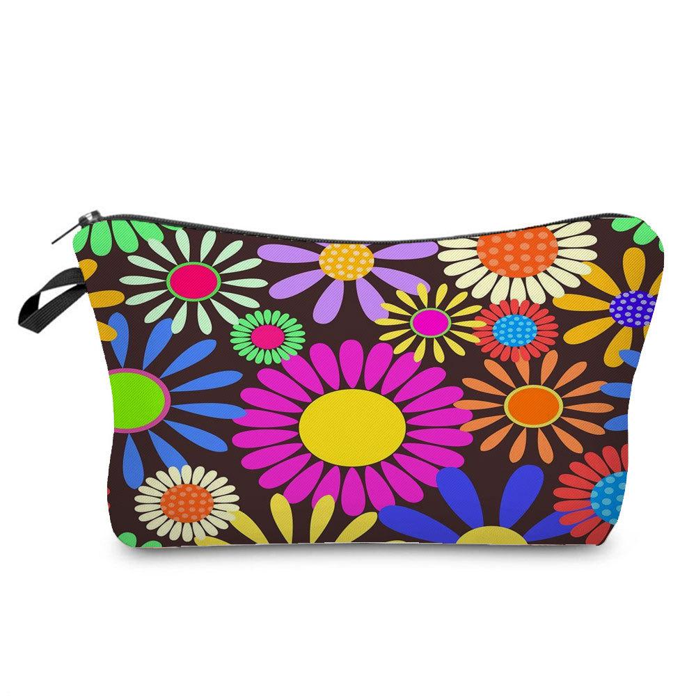 Women Flower Print Cosmetic Bag Toiletries Organize Travel Storage Case 6762 KTB