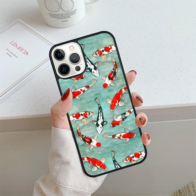 Japanese Koi Fish Phone Case For iPhone 17 Air 14 15 16 13 12 Cover For Apple 14 15 16 Pro Max Plus Coque