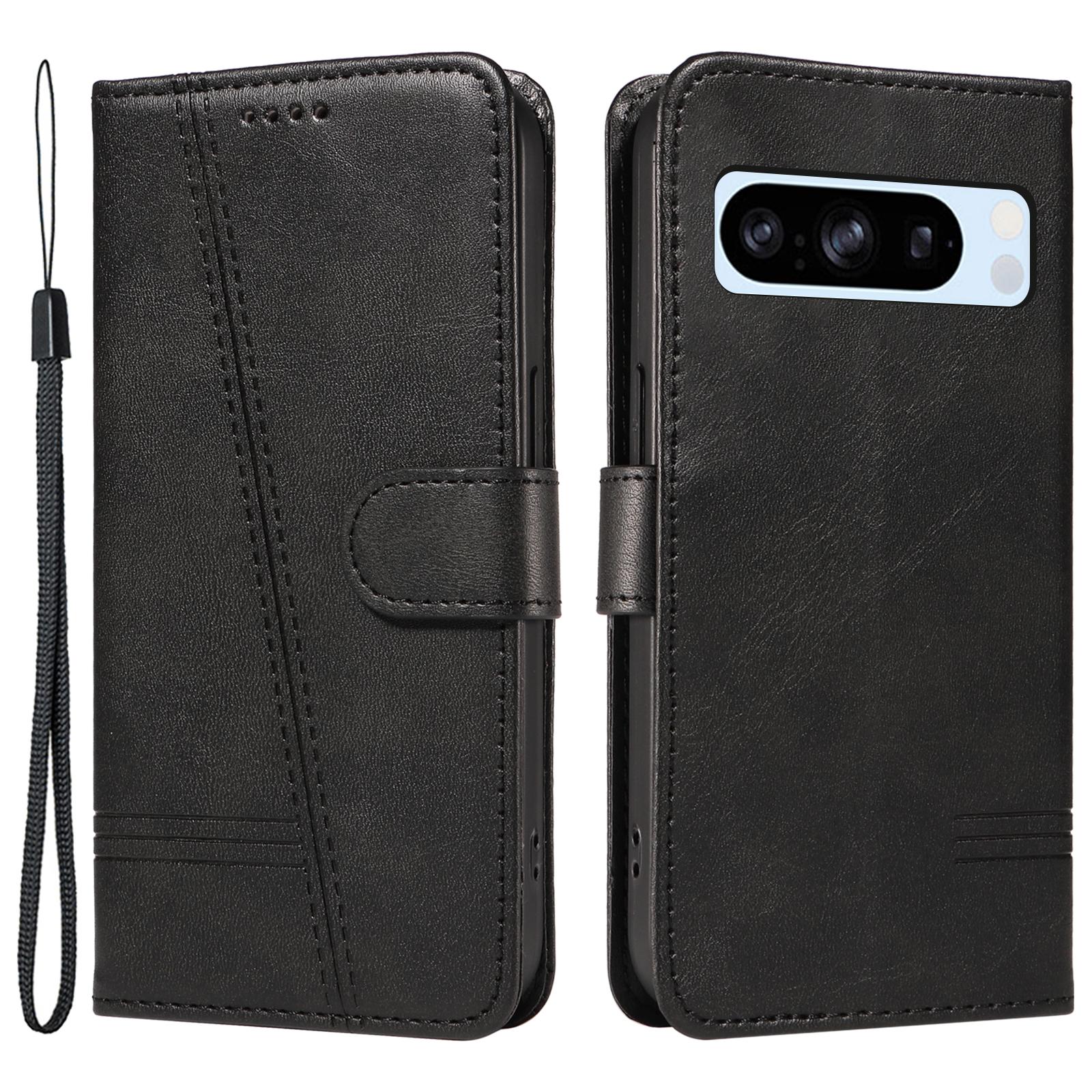 

For Google Pixel 8 Pro Wallet Case PU Leather Phone Cover Magnetic Closure Black