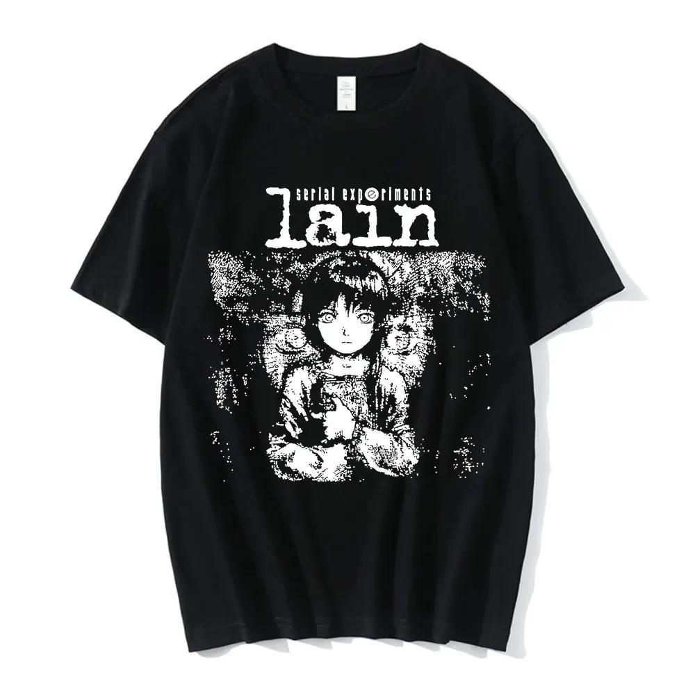 2025 Summer Sci Fi Anime T Shirt Serial ExperiUnisexts Lain Iwakura Graphic Tee Unisex Women Unisex 100 Pure Cotton Printed Tshirt