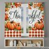 Stück Set Hochauflösende Digital Gedruckte VorhängeErntedankfest Aquarell Kürbisse Karierte Tischdecke HerbstblätterHeim Vorhänge Hergestellt Aus Polyester