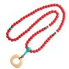 Retro Fashion Ethnic Style Camel Bone Cinnabar Pendant Personalized Necklace Couple Long Simple Sweater Chain with Accessories