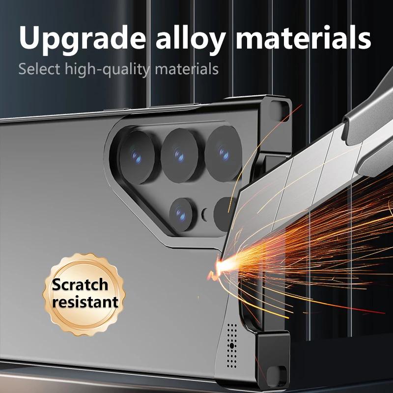 Nepravidelný kovový nárazník pouzdro na telefon pro Samsung Galaxy S22 S23 S24 S25 Ultra Plus hliníkový chladicí nárazuvzdorný kryt pro S25Ultra