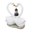 Solar Swan Garden Statue with Hanging Lantern Light Romantic Swan Couple Outdoor Solar Light Resin Water Proof Yard
