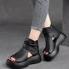 Women Summer Sandals Roman High Heels Shoe Ladies Vintage Genuine Leather Thick Bottom Sandalias Mujer Sapato Feminino Footwear