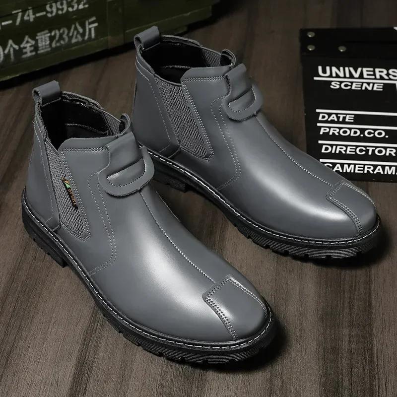 Fashion Luxury Men's Ankle Boots Chelsea Boots High Top Men Shoes for Leather Brand Retro Comfortable 2025 Fashion Men Boots Thick Sole