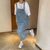 Modă de Vară pentru Femei Rochie Lungă din Denim cu Bretele Modă Casual Vintage Largă Curea Ajustabilă Fustă Cowboy Jean Ruptă