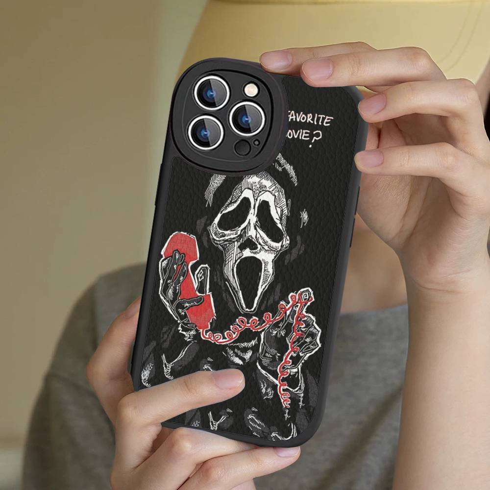 

Ghost Face Art Scream Phone Case For IPhone 16 15 14 13 Pro Max 11 12 Plus Leather Silicone Cover iphone 12