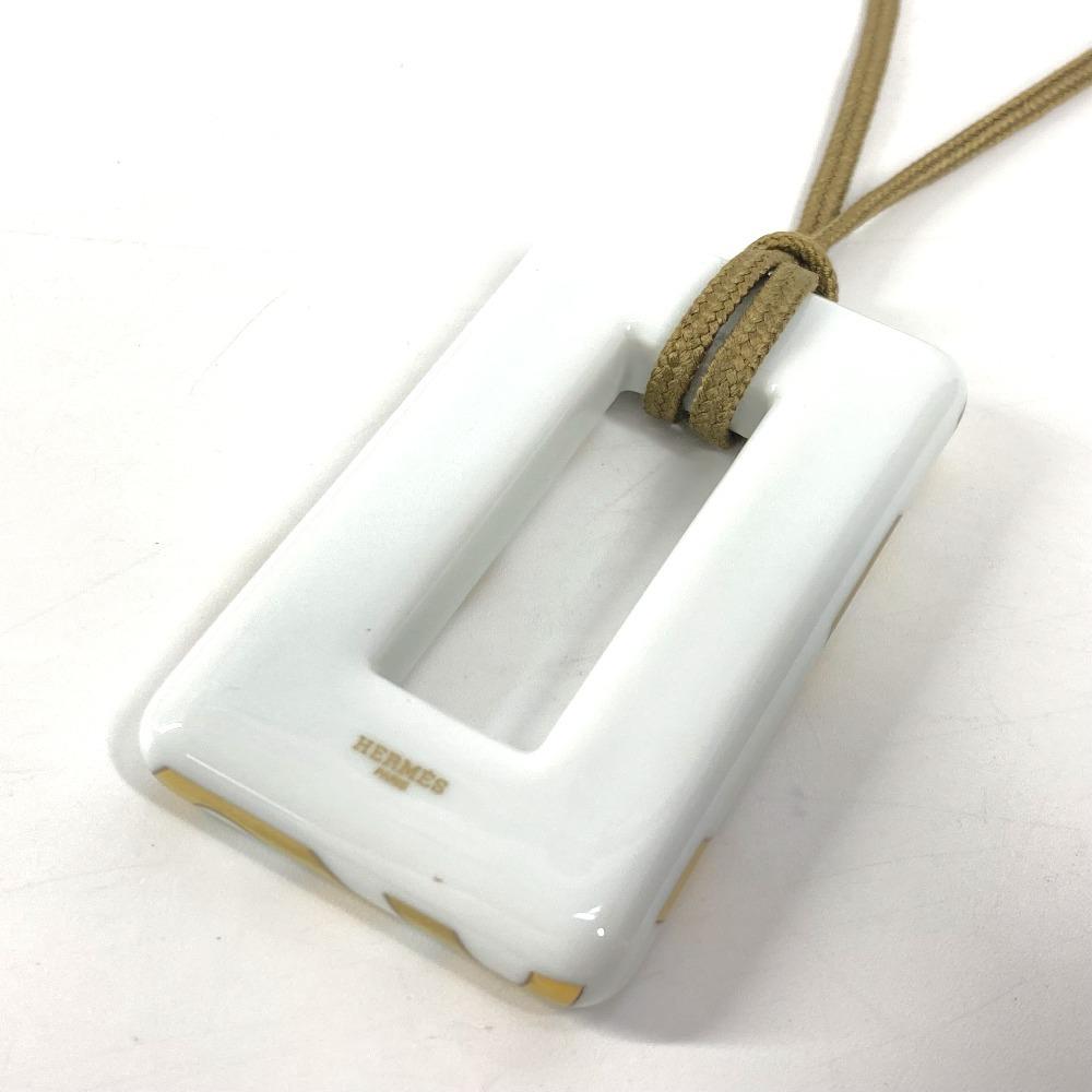 HERMES Accessories Pottery Necklace Porcelain White