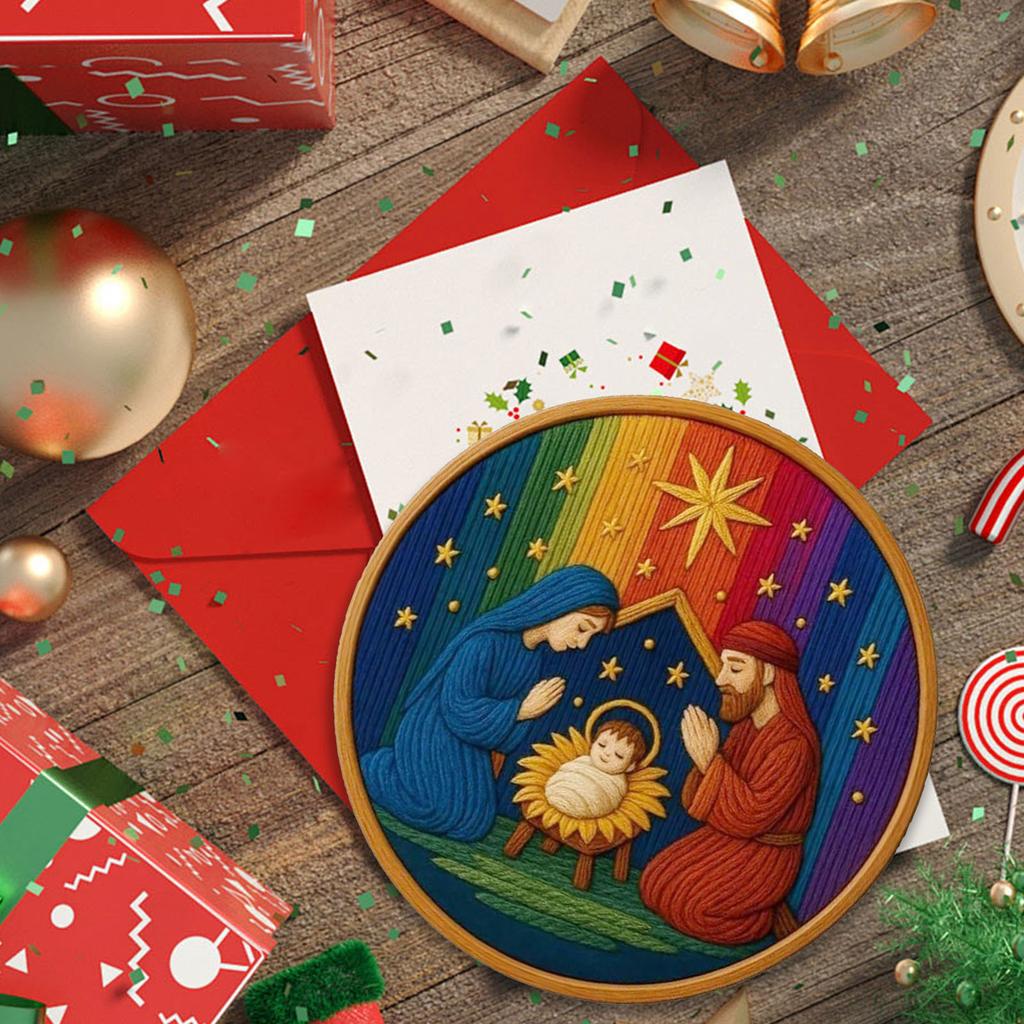 DIY Nativity Cross Stitch Kit with Stamped Embroidery Patterns Embroidery Starter Kit Christian Christmas Craft for Adults Kids