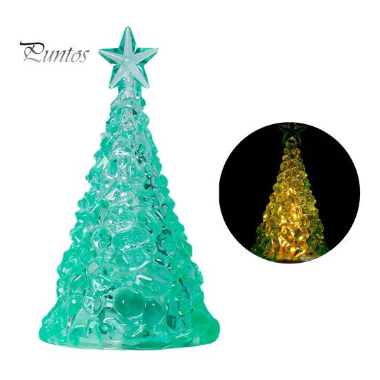 Christmas Night Light Acrylic Xmas Tree LED Decoration Glitter Tabletop Figurine Mini Holiday Colorful Light for Home Bedroom Decor