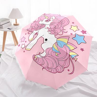 Unicorn Fantasy Automatic Folding Umbrella:Portable 3 Fold Design with 8 Bone Frame,Perfect for Fans and Outdoor Adventures!0104070a