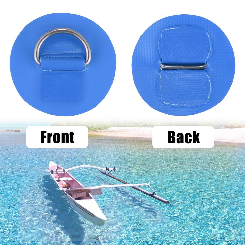 X AUTOHAUX D-Ring Patches PVC Stainless Steel Round D-Ring Pads for Surfboard Inflatable Boat Kayak Canoe Deck 6cm Blue